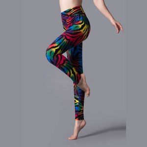 Colorful Zebra Print High Waist Leggings